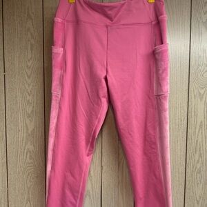 Women’s PINK Active Leggings Soft Velvet Trim Size Large